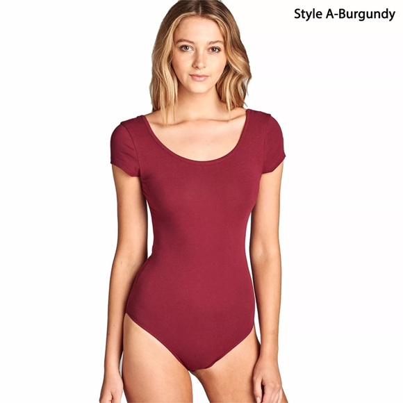 Bodysuit Short Sleeve Scoop Neck Solid